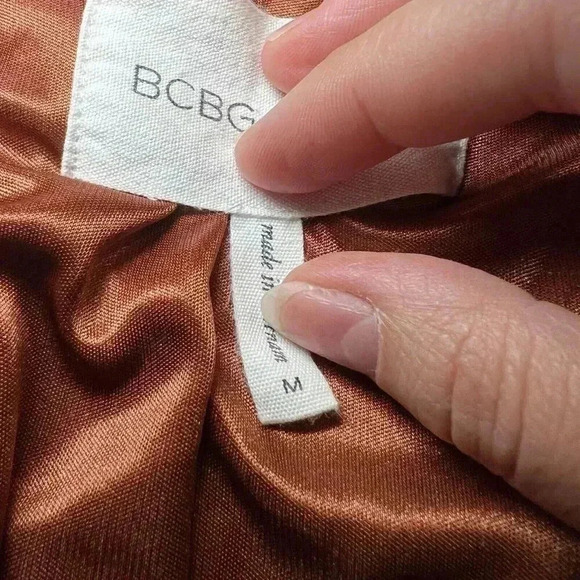 BCBGeneration Jacket Burnt Orange Women’s Size M Long Sleeve Shoulder Pads - Picture 4 of 7